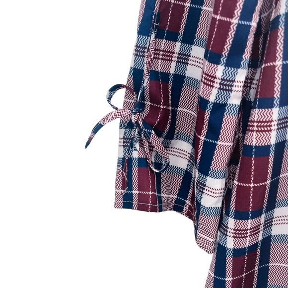 ASOS Soft Trapeze Midi Dress Pephem in Check Plaid Print Back Bow Ruffle Hem - Picture 7 of 12